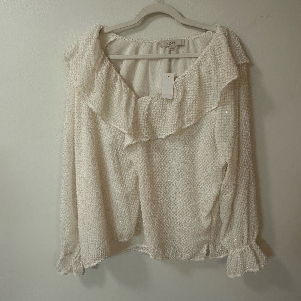 LOFT Ivory Ruffled Women's Blouse